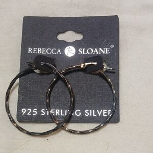 Black Sterling Silver Hoop Earrings